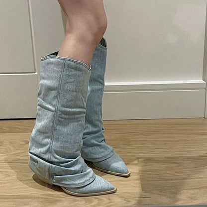 Polly - Trendy denim knee-highs