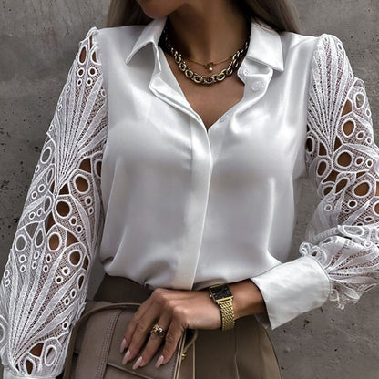 Elin - Luxury Blouse with Lace for Women: Stylish and Comfortable