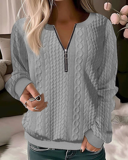 Adriana - Stylish Casual Knitted Sweater with Trendy Half Zipper