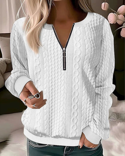Adriana - Stylish Casual Knitted Sweater with Trendy Half Zipper