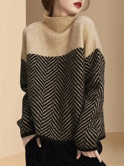 Stylish Soft Sweater with Fashionable Medium Collar