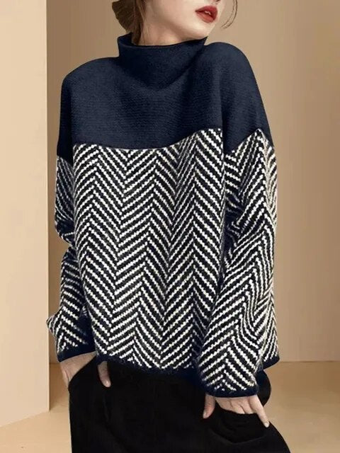 Stylish Soft Sweater with Fashionable Medium Collar