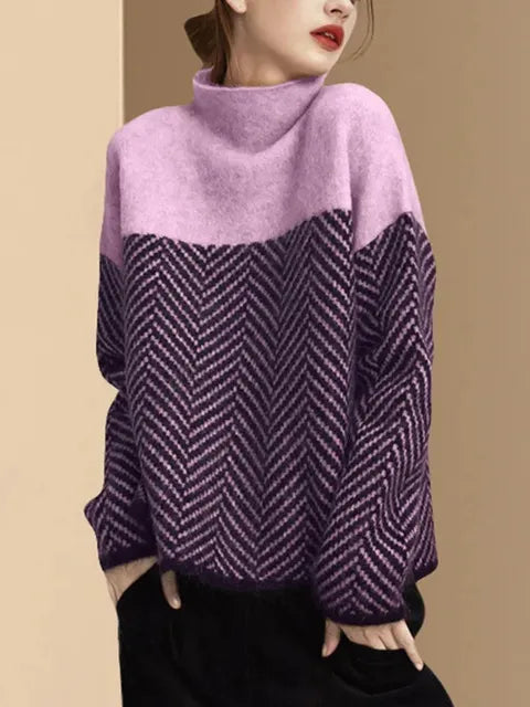 Stylish Soft Sweater with Fashionable Medium Collar