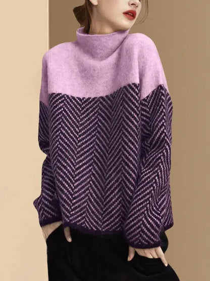 Stylish Soft Sweater with Fashionable Medium Collar