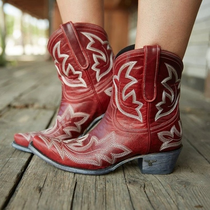 Stylish embroidered leather cowboy boots - Laurice
