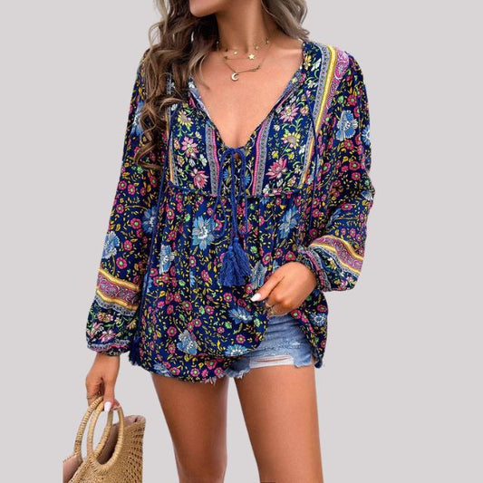 Elegant Kara Bohème Blouse with Stylish Paisley Print for Women
