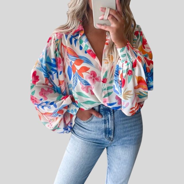 Aila - Elegant Women's Blouse with Beautiful Floral Print