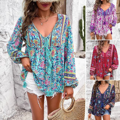 Elegant Kara Bohème Blouse with Stylish Paisley Print for Women