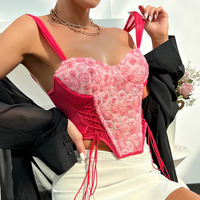 Lily - Elegant Pink Corset Top for Ladies