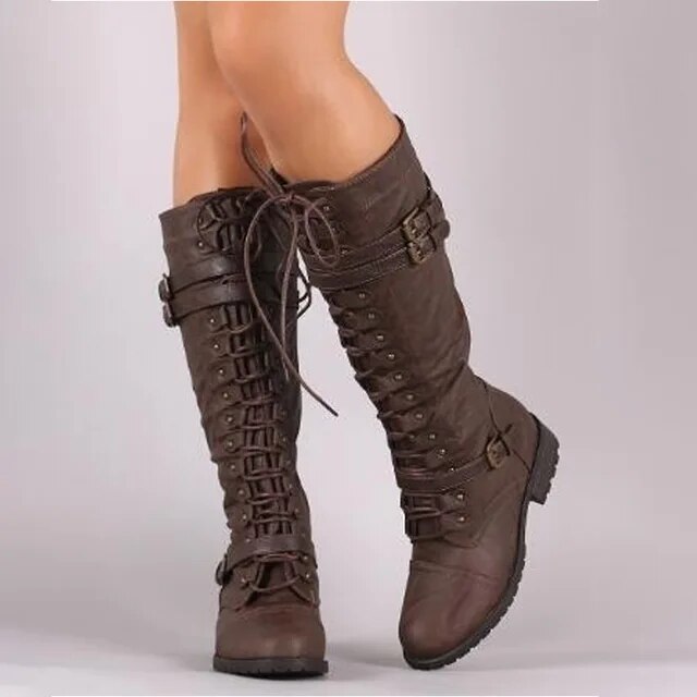 Lulu - Tough retro lace-up boots with stylish buckle