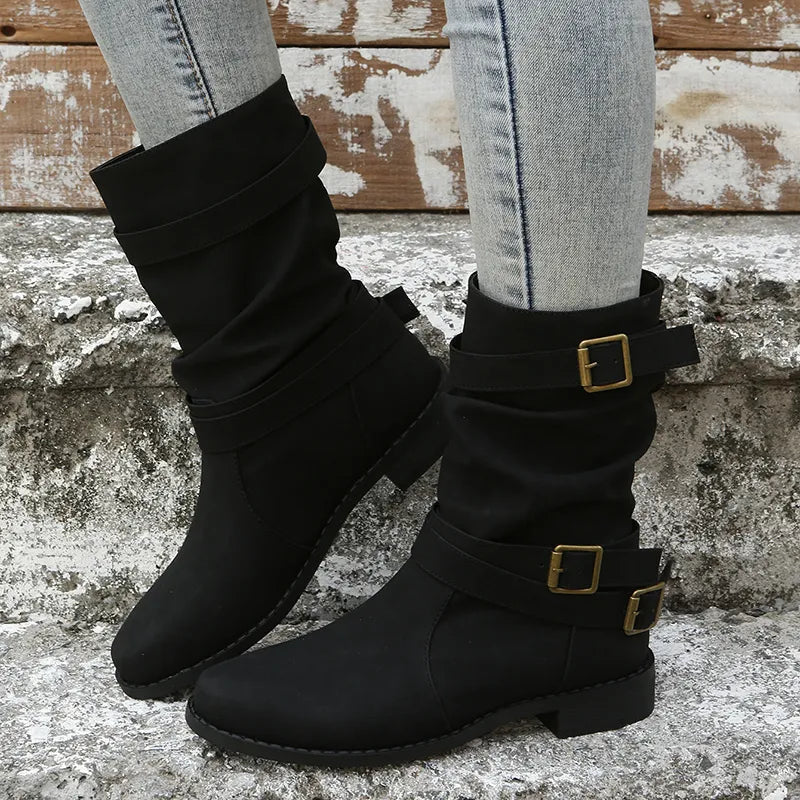 Louisa - Stylish round toe ankle boots