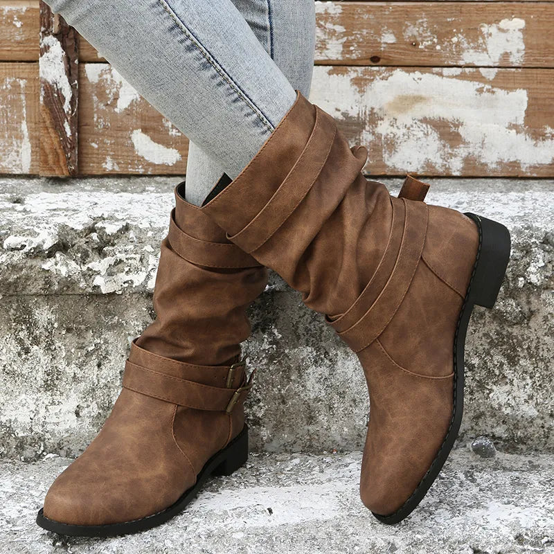 Louisa - Stylish round toe ankle boots
