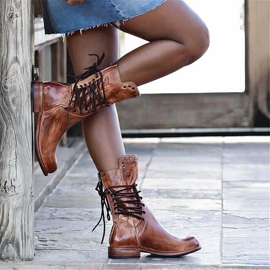Stylish Long Leather Boots - Xenia