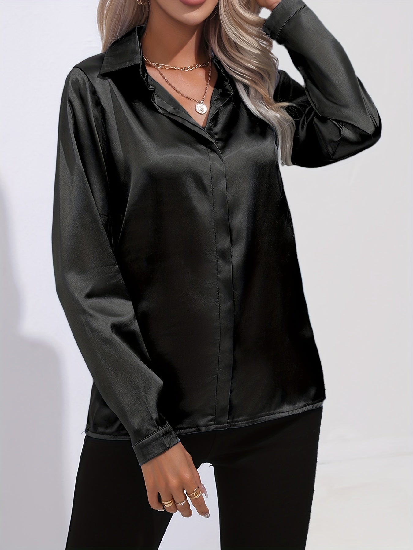 Zariah - Elegant Satin Blouse for Women in Chic Autumn Style