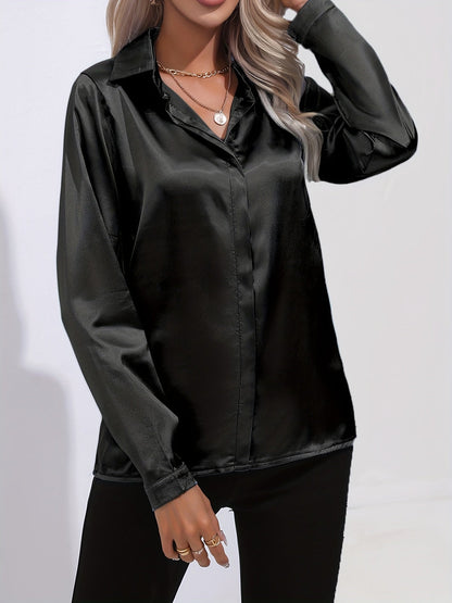 Zariah - Elegant Satin Blouse for Women in Chic Autumn Style