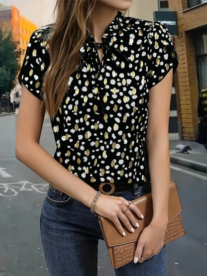 Evelyn - Charming Short-sleeved Blouse with Playful Ruffles for Women