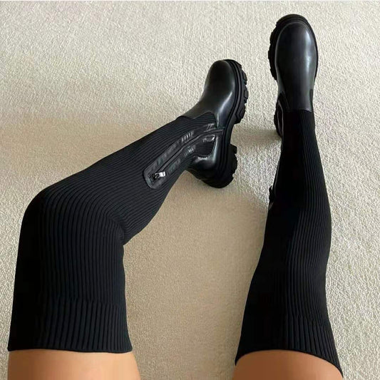Camilla - Elegant knitted boots with a sophisticated high fit