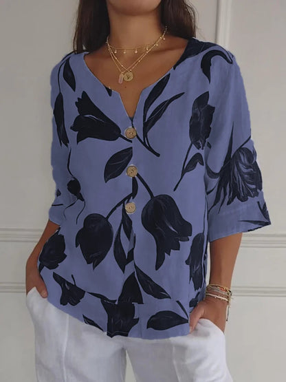 Maica - Stylish V-neck Top with Trendy Oversized Sleeves for Women