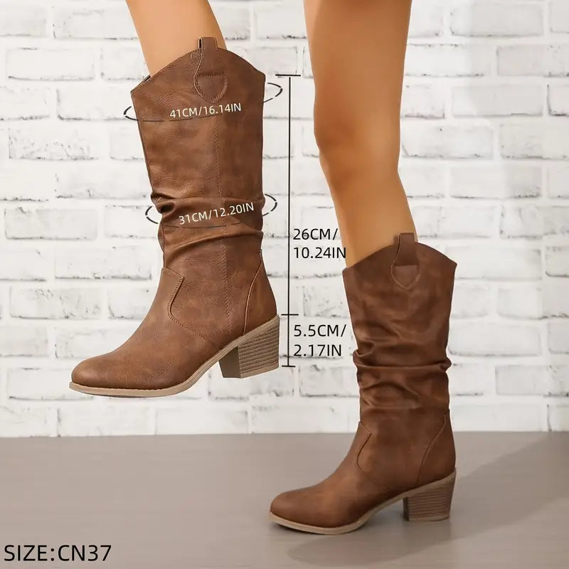 Adeline - Tough Boots with a Chunky Heel and Elegant Pointed Nose