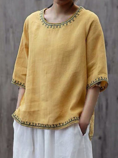 Elizabeth - Ethnic-inspired Linen Top for Women