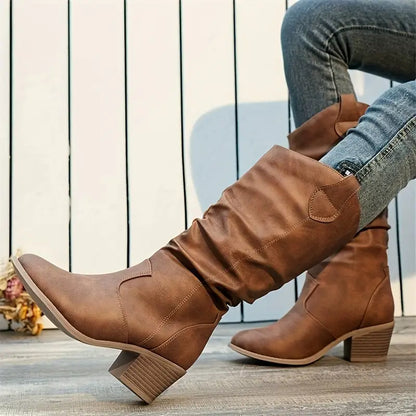 Adeline - Tough Boots with a Chunky Heel and Elegant Pointed Nose