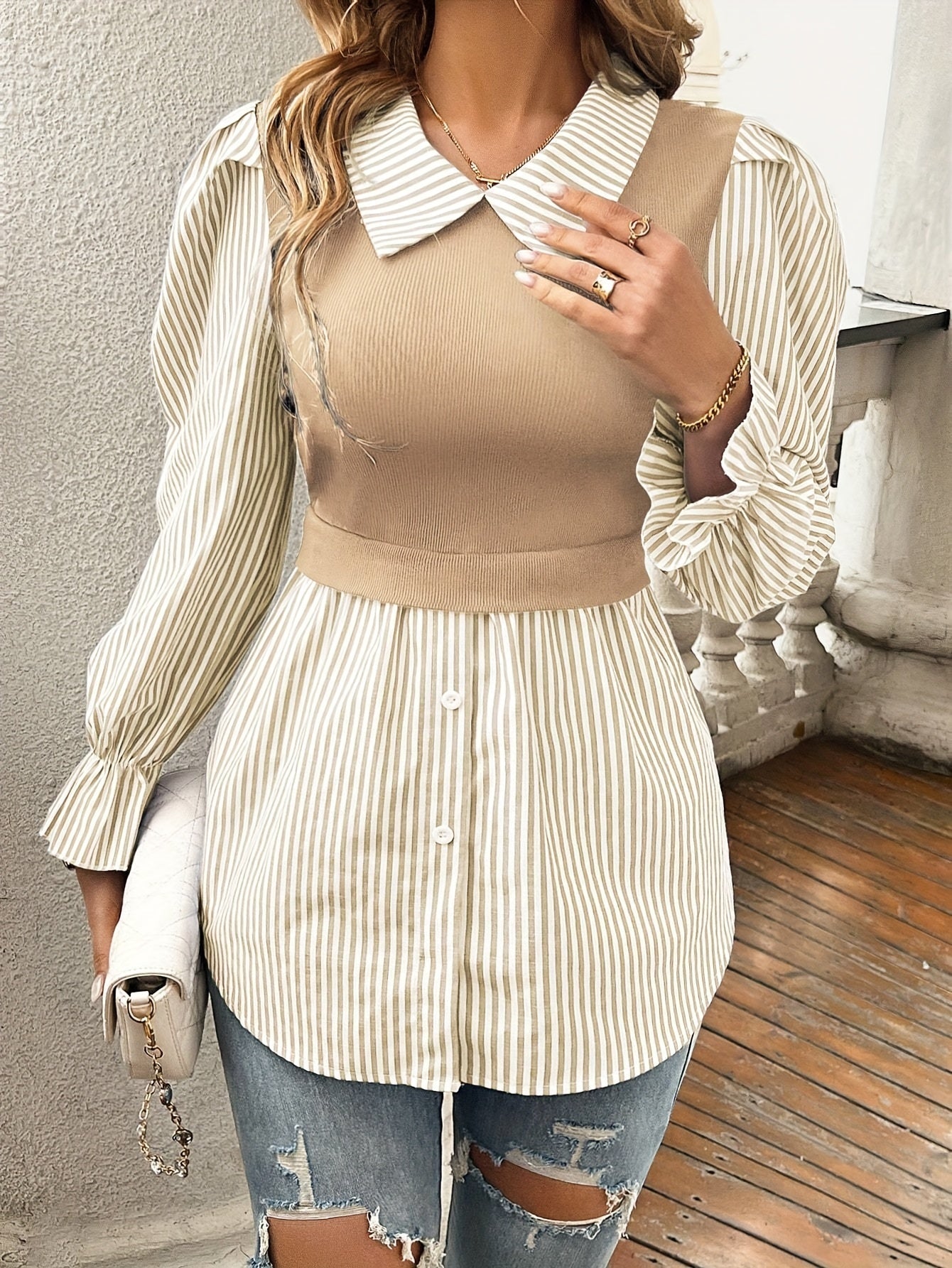 Olivia - Elegant Striped Blouse for Women for a Stylish Spring and Autumn