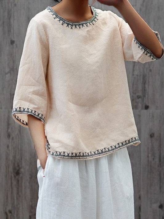 Elizabeth - Ethnic-inspired Linen Top for Women