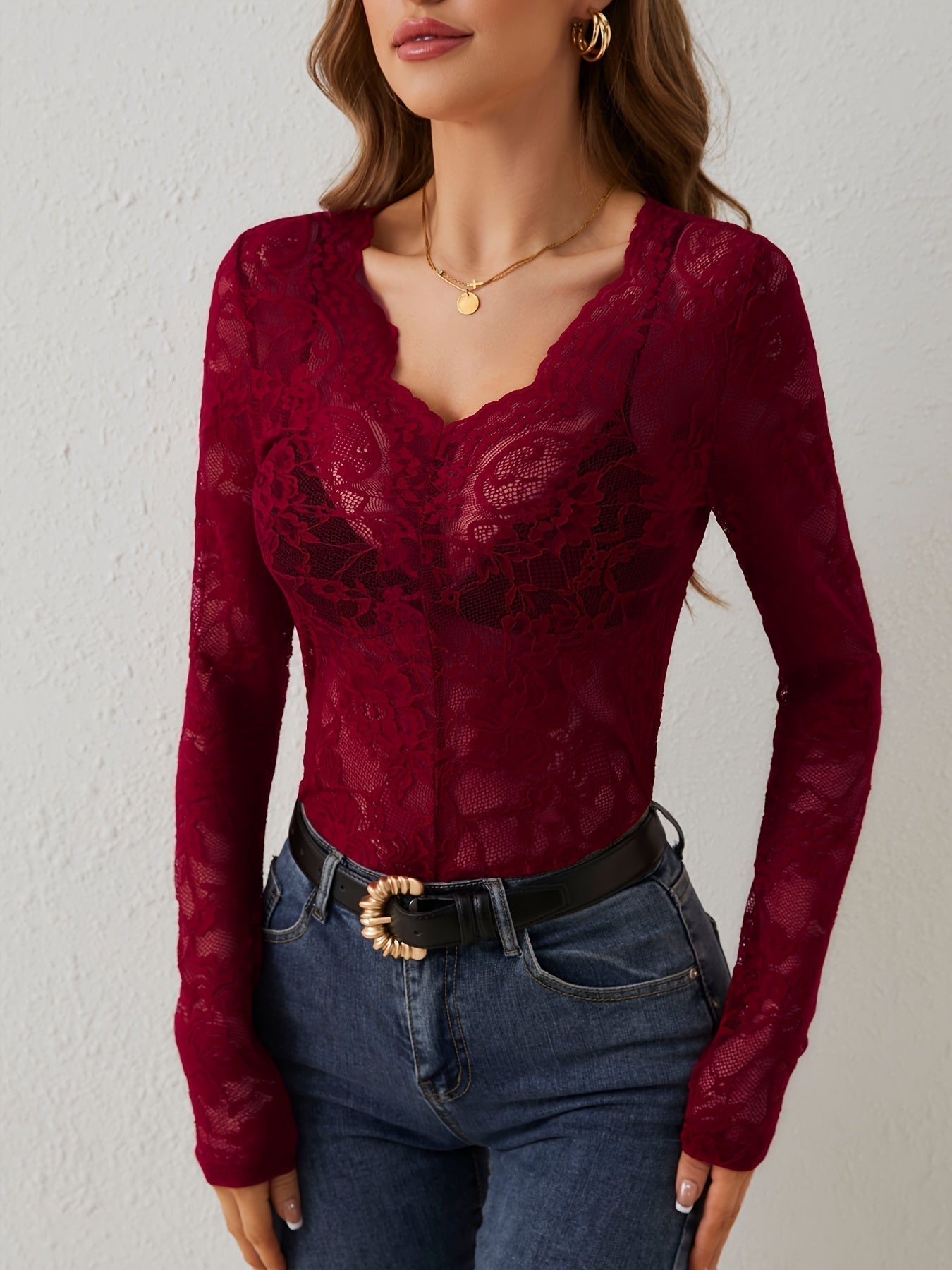 Paislee - Elegant Autumn Lace Blouse for Women
