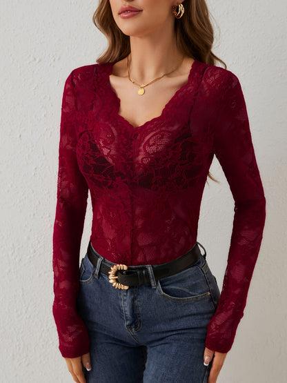 Paislee - Elegant Autumn Lace Blouse for Women