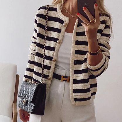 Amelia™ - Striped Sleeve Cardigan