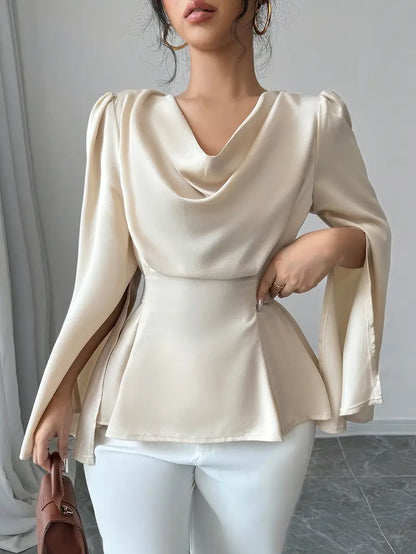Elegant Apricot Colour Top with Bell Sleeves for Women - Perfect for a Stylish Autumn Look!