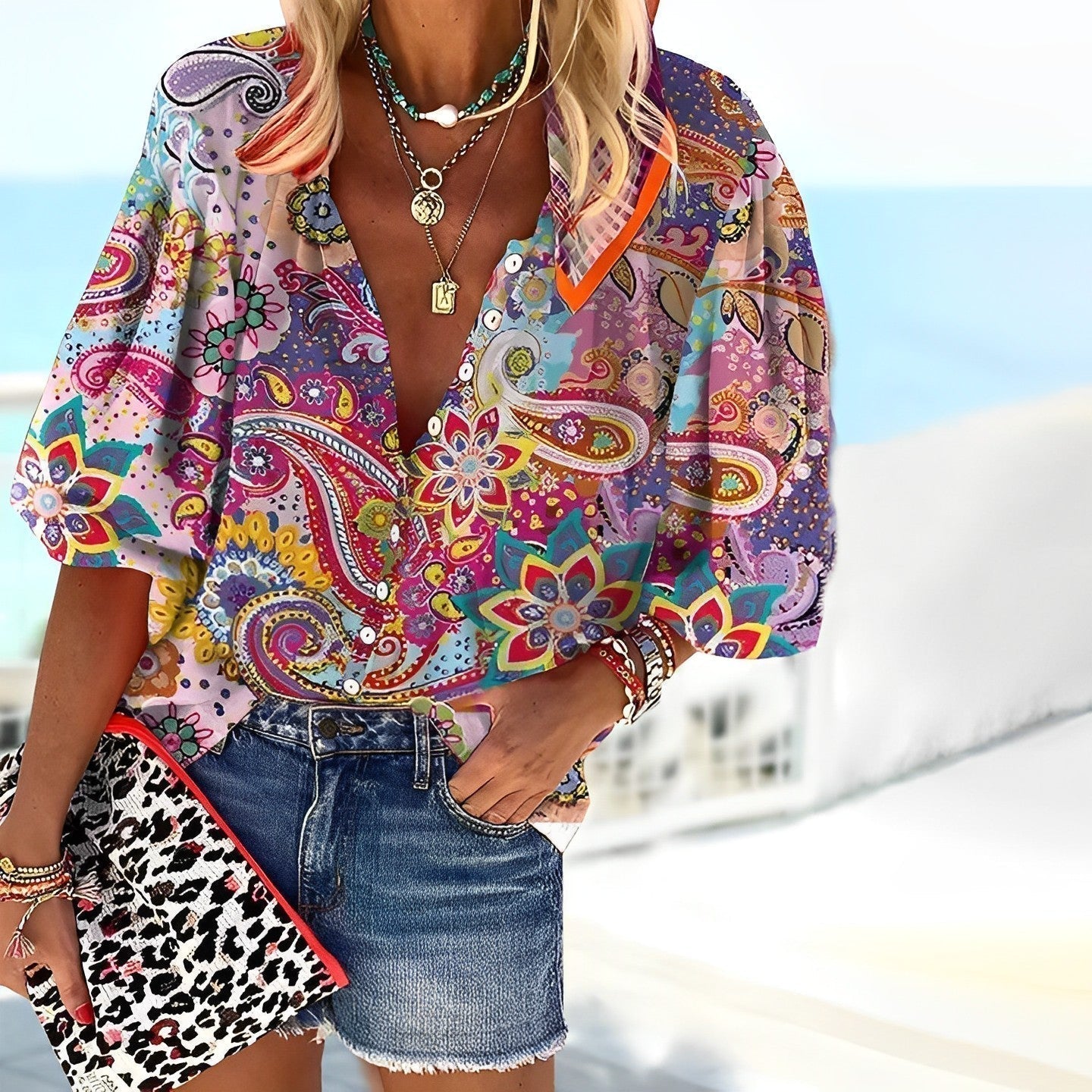 Kendra - Elegant Blouse with Unique Mandala Print for Women