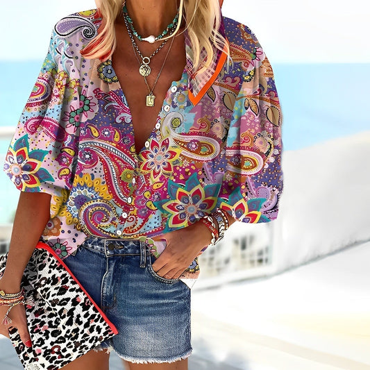 Kendra - Elegant Blouse with Unique Mandala Print for Women