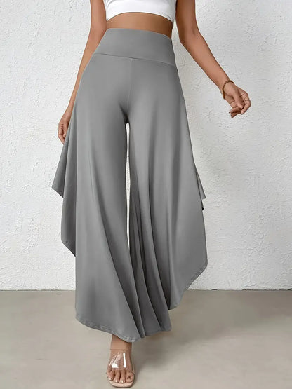 Ingrid - Trendy Trousers with Flattering Wider Legs and Unique Asymmetric Zoom