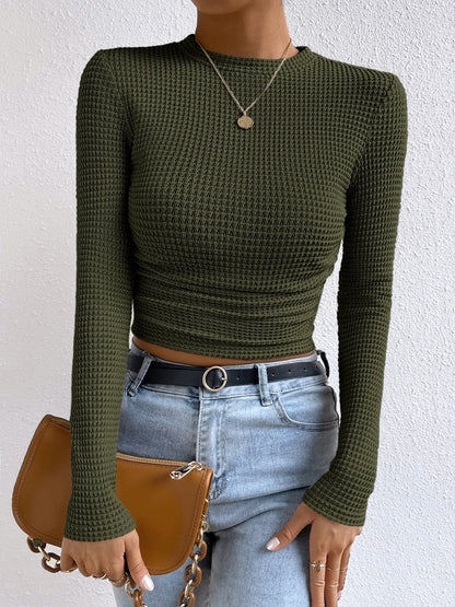 Monica - Stylish Casual Autumn T-Shirt with Round Neck and Long Sleeves for Women