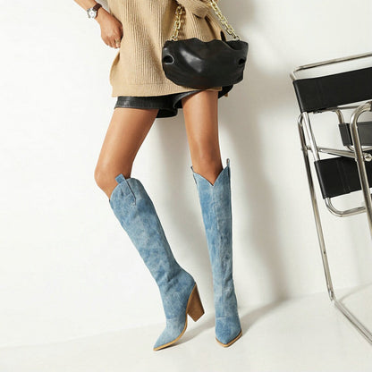 Paloma - Stylish Denim Cowboy Boots