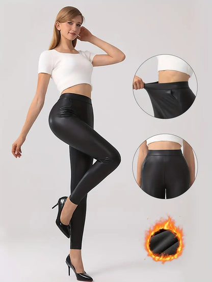 Shapewear Faux Leather Tummy Control High Rise Leggings