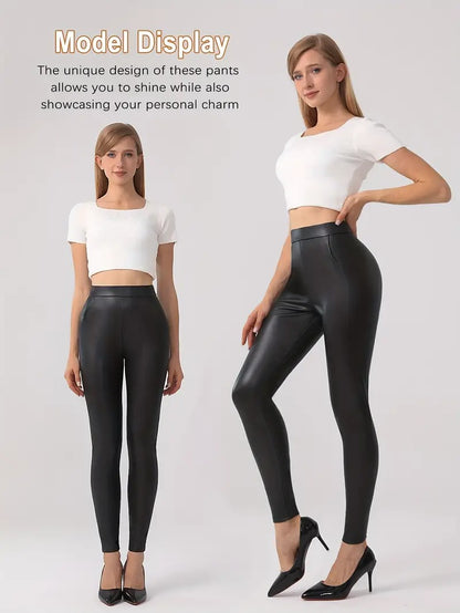 Shapewear Faux Leather Tummy Control High Rise Leggings