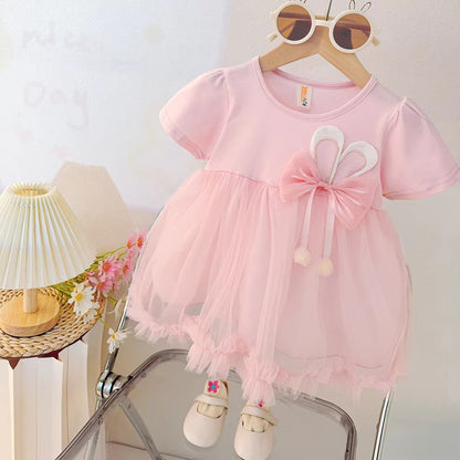 Baby Short-sleeved Round Neck  Little Girl Dress