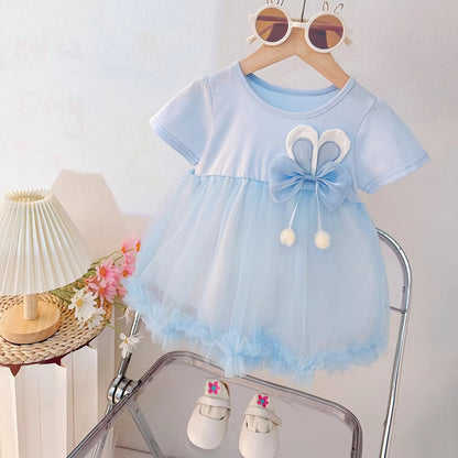 Baby Short-sleeved Round Neck  Little Girl Dress