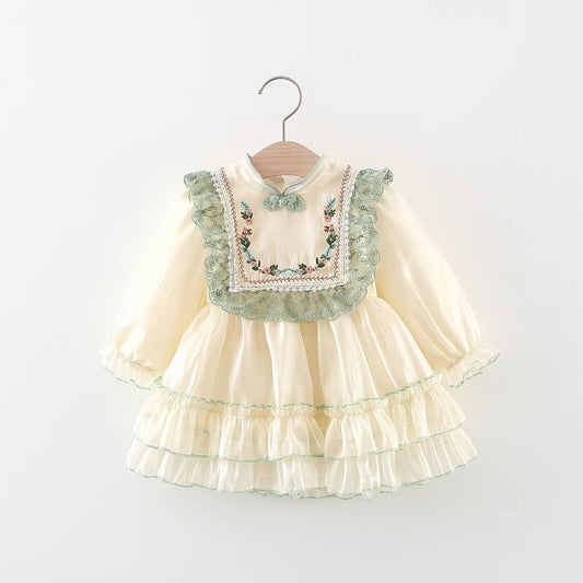 Girls' Lace Embroidered Dress Lace Princess Skirt