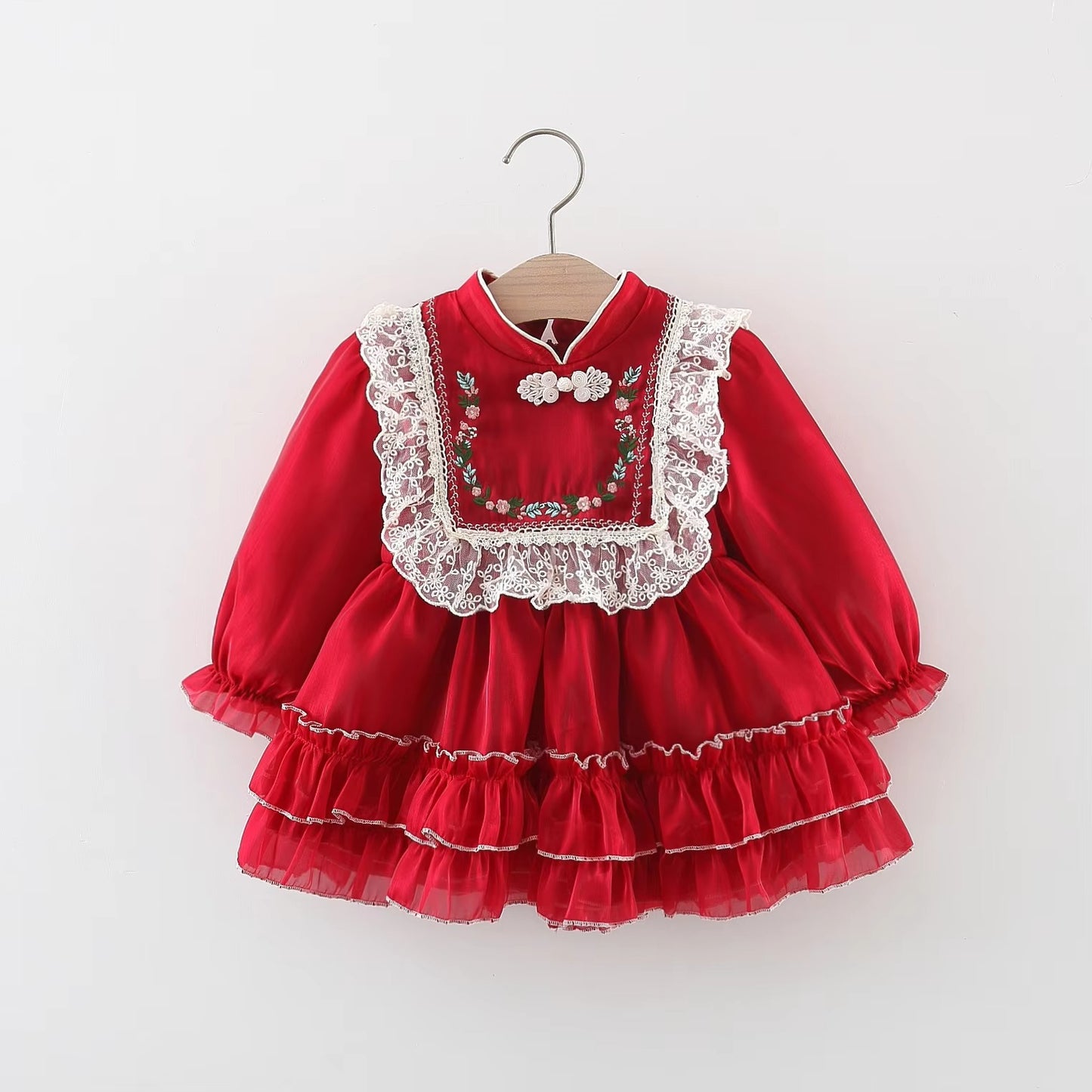 Girls' Lace Embroidered Dress Lace Princess Skirt
