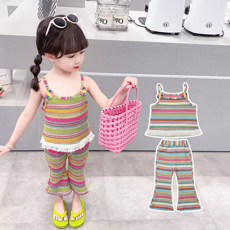 Little Girls Clothing Sets Korean Version Cute Vest Top