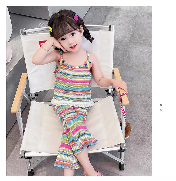 Little Girls Clothing Sets Korean Version Cute Vest Top