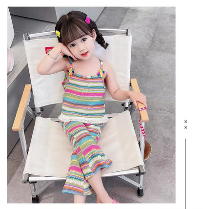Little Girls Clothing Sets Korean Version Cute Vest Top