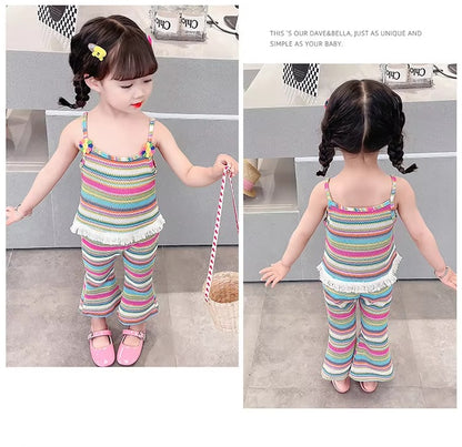 Little Girls Clothing Sets Korean Version Cute Vest Top
