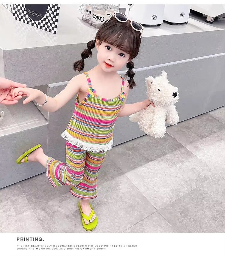 Little Girls Clothing Sets Korean Version Cute Vest Top