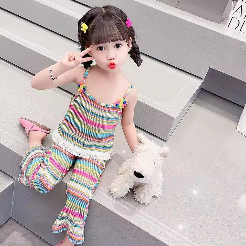 Little Girls Clothing Sets Korean Version Cute Vest Top