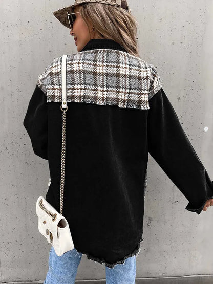 Maxine - Elegant and Comfortable Checked Jeans Blouse for Women