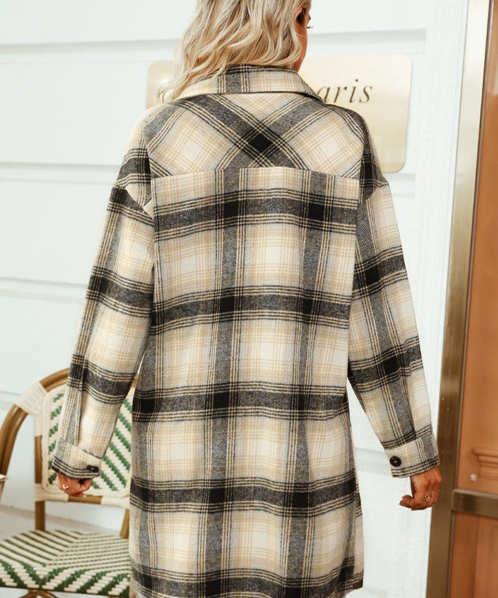 Marta - Elegant and Comfortable Checked Long Blouse for Women